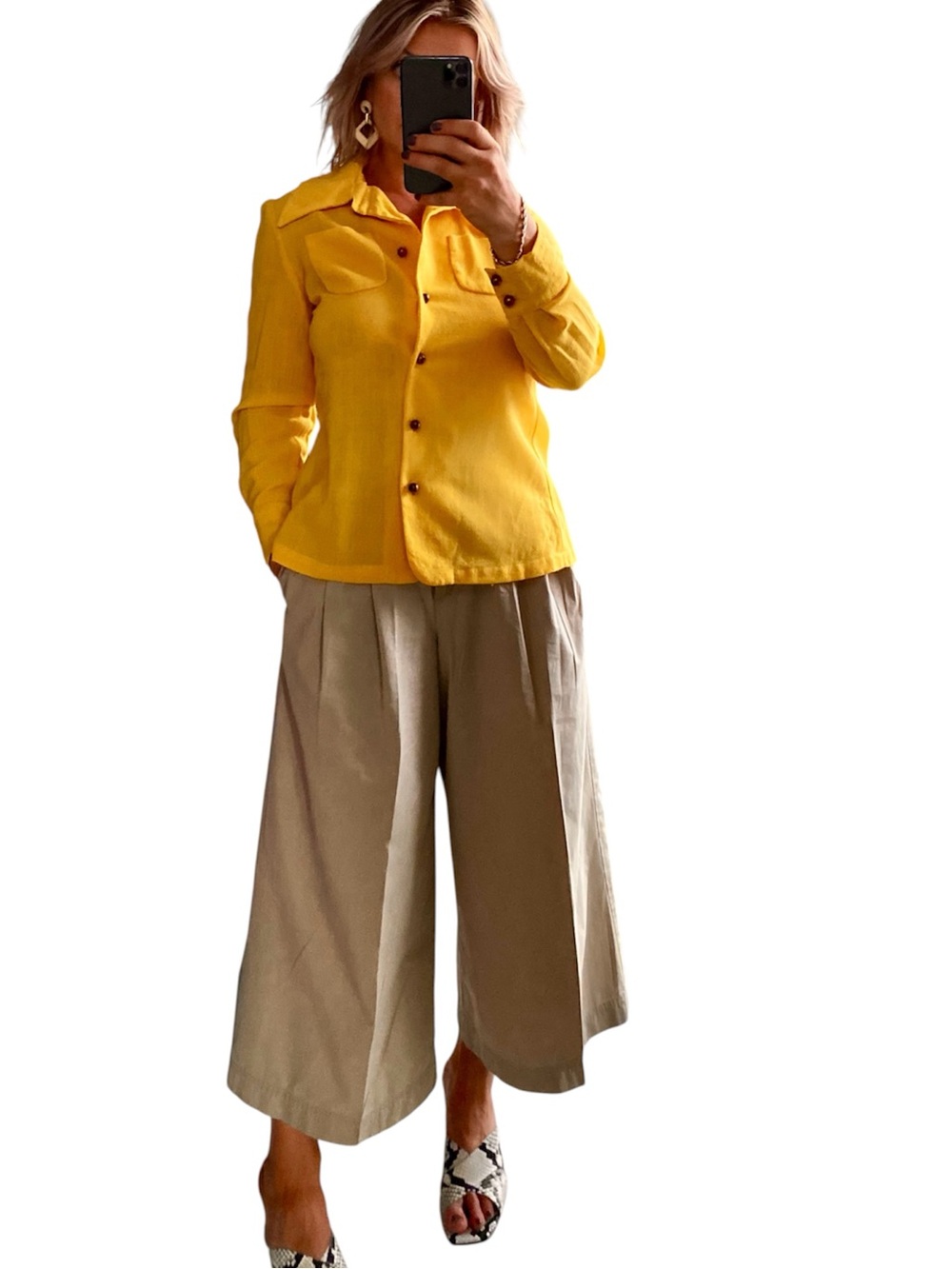 Vintage Guy Laroche Parisiennes Yellow 100% Wool Blouse – Excellent Condition